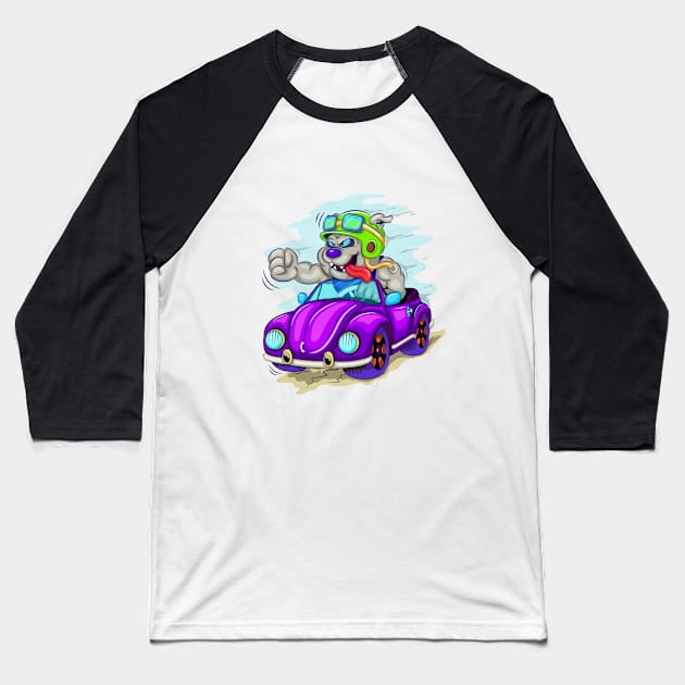 Cartoon dog driver Baseball T-Shirt by AndreKENO